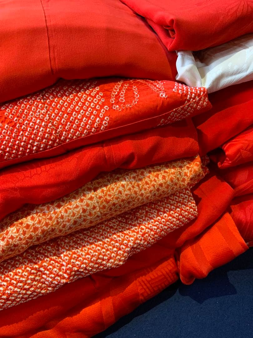 振袖長襦袢25枚綸子絞り錦紗おまとめ売り　材料正絹