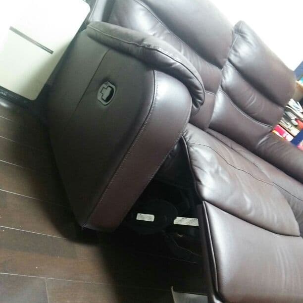 リクライニングレザーけソファー ブラウン