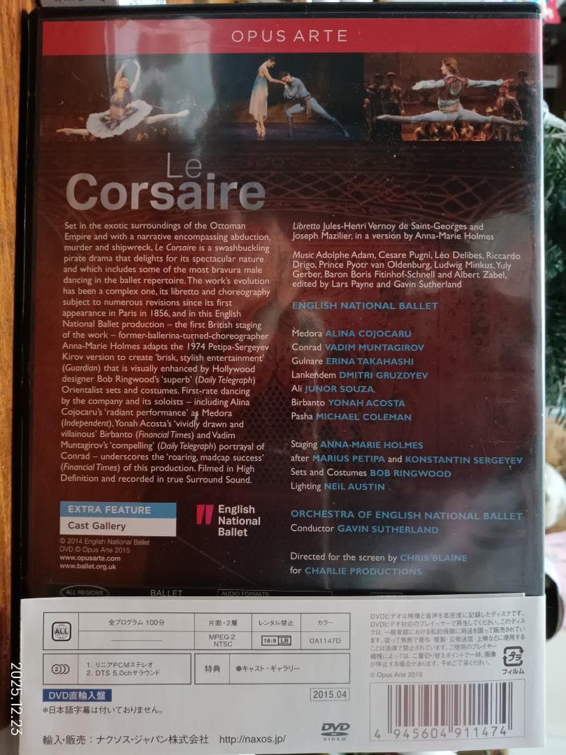 J072　DVD　バレエ　海賊　英国・ナショナルバレエ　コジョカル＆高橋絵里奈＆