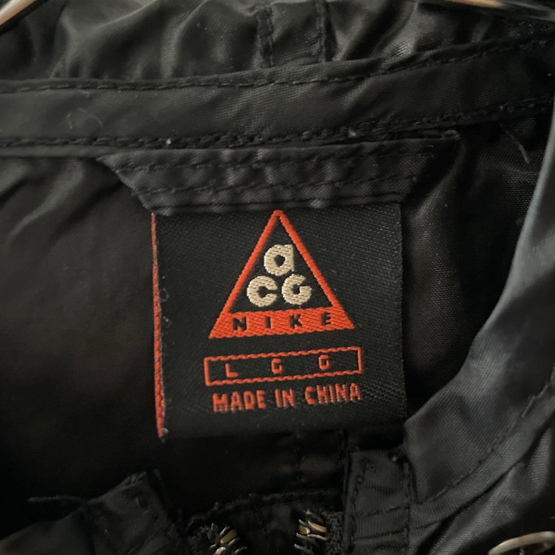 【美品】90's NIKE ACG ナイロンアノラック 刺繍ロゴ ブラック
