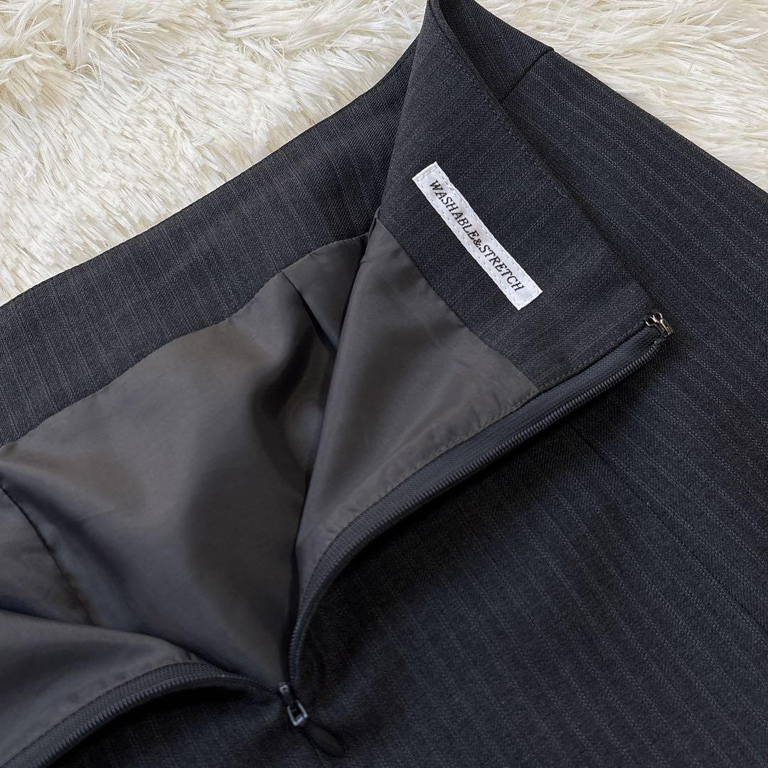 ☆未使用級☆ ウォッシャブル ビジネススーツ ストライプ 機能性 グレー LL