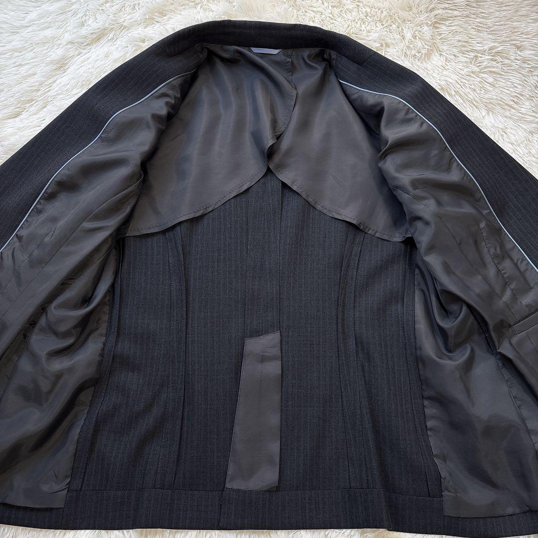 ☆未使用級☆ ウォッシャブル ビジネススーツ ストライプ 機能性 グレー LL