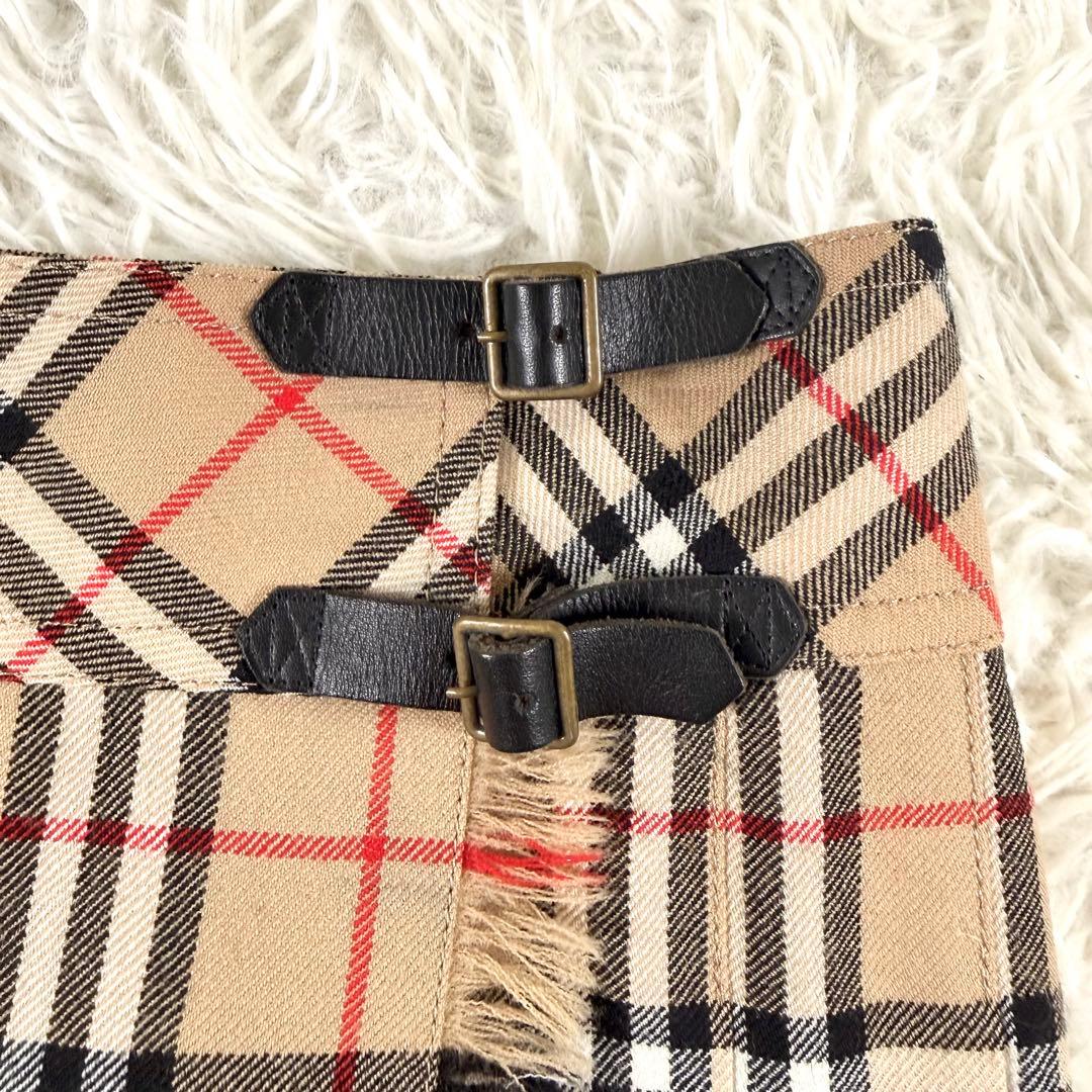Y2K✨ バーバリーブルーレーベル ラップスカート ミニ ベルト ノバチェック