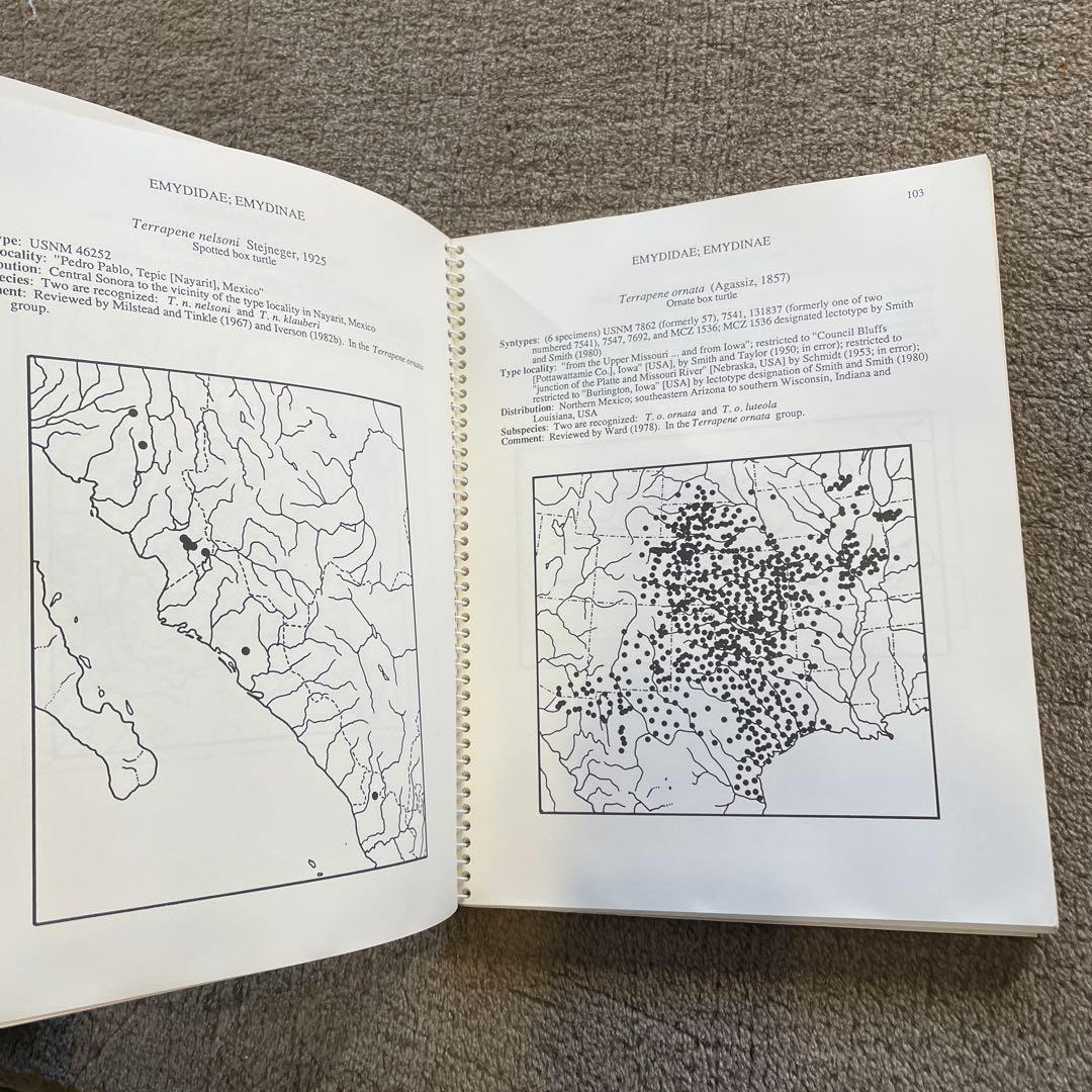 1986年 世界のカメのチェックリストと分布図 ジョン・B・アイバーソン 研究書