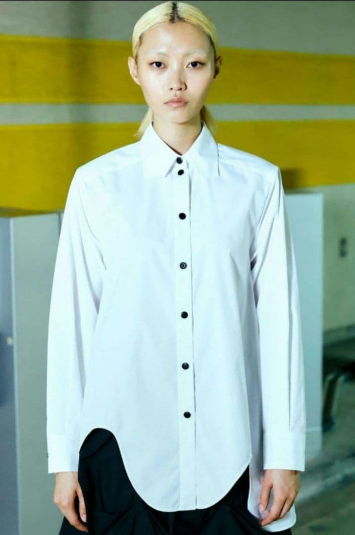 oOoOoO　アシンメトリーシャツ　変形　38 白　ナゴンスタンス