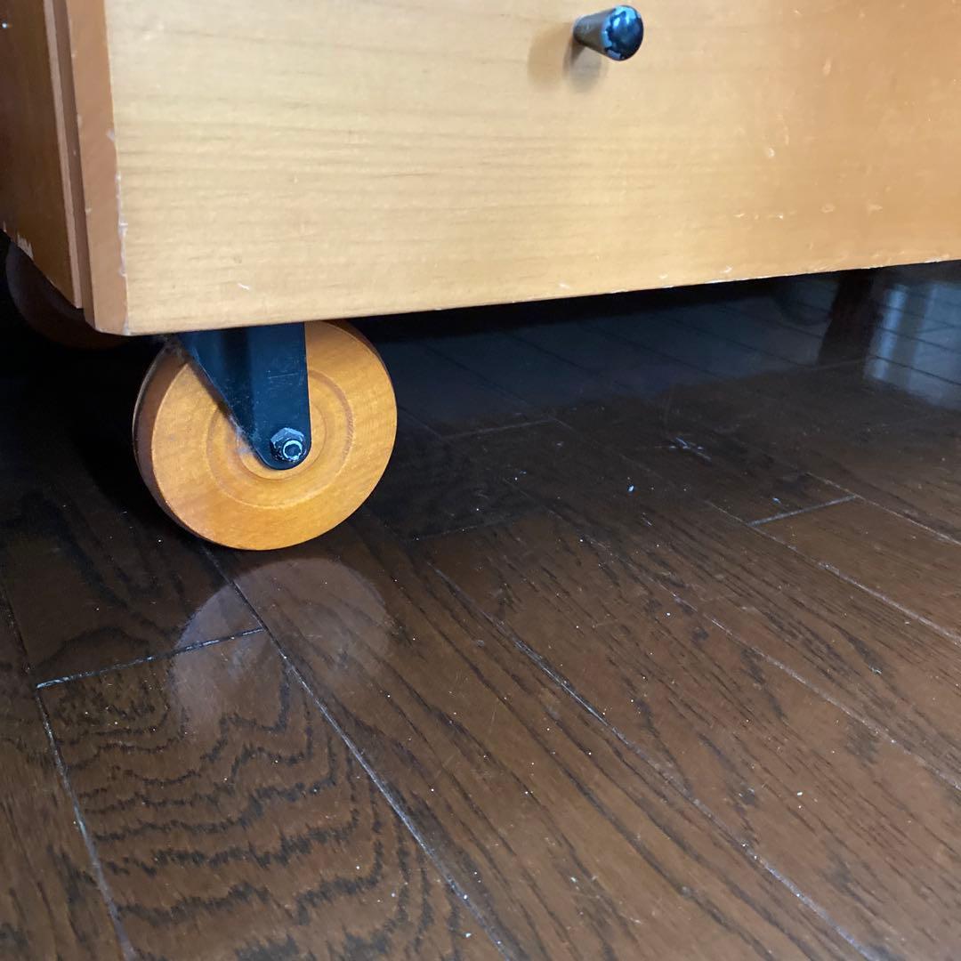 ナチュラルウッド 5段チェスト キャスター付き