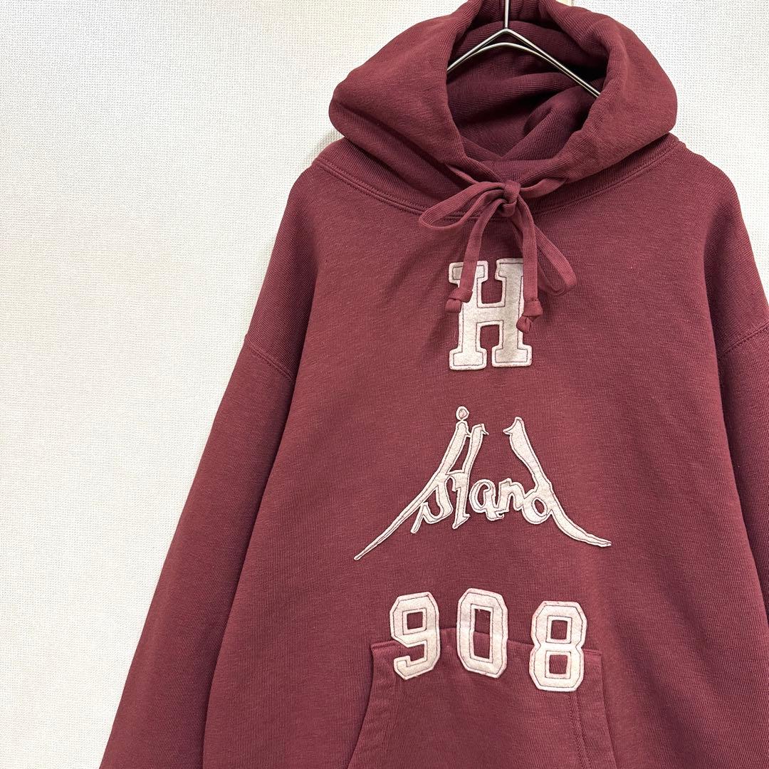 45R パーカー HERITAGE 裏毛フーディー アイランドワッペン ボルドー