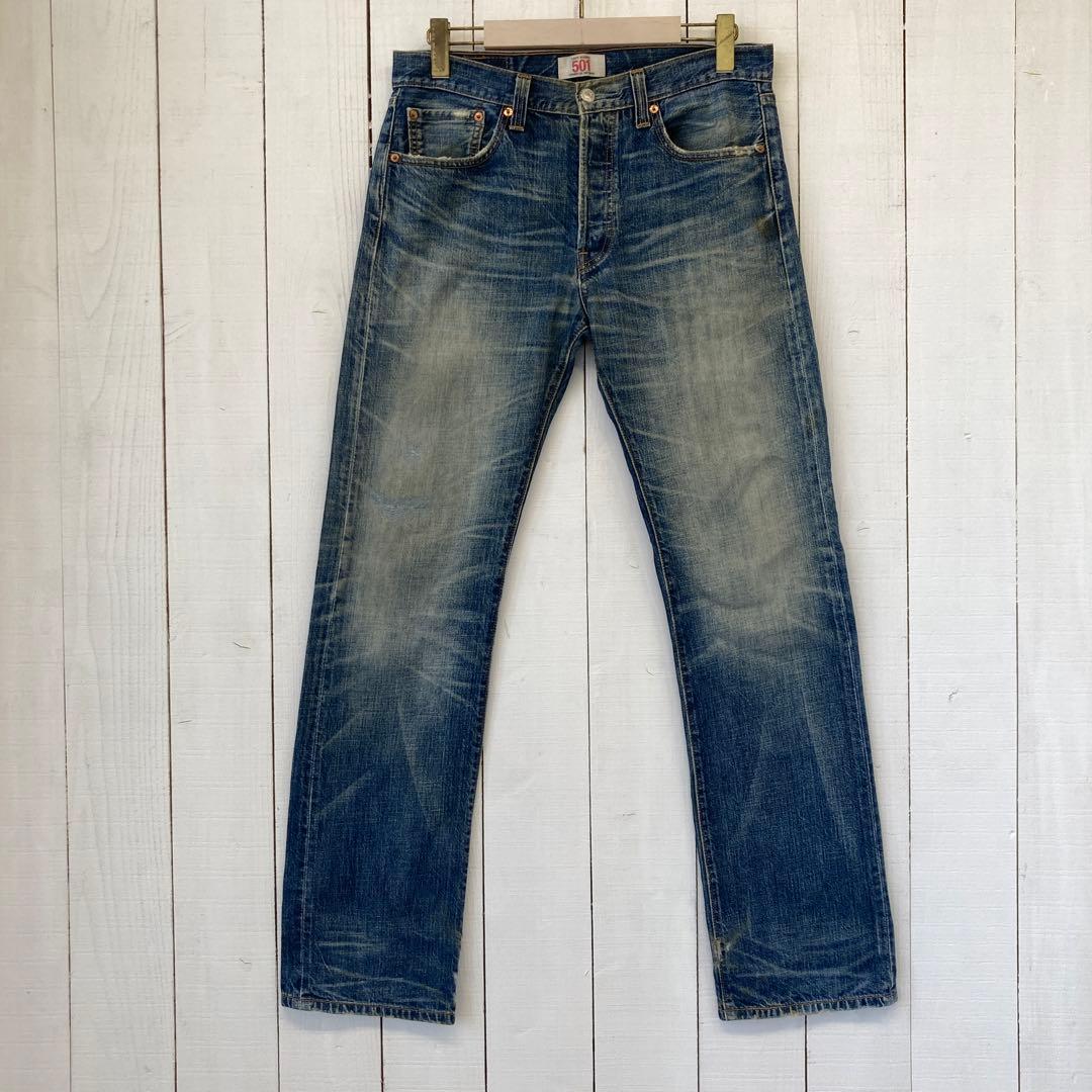 ★送料無料★Levis501★濃紺インディゴ 鬼ヒゲ ★00年代☆W32