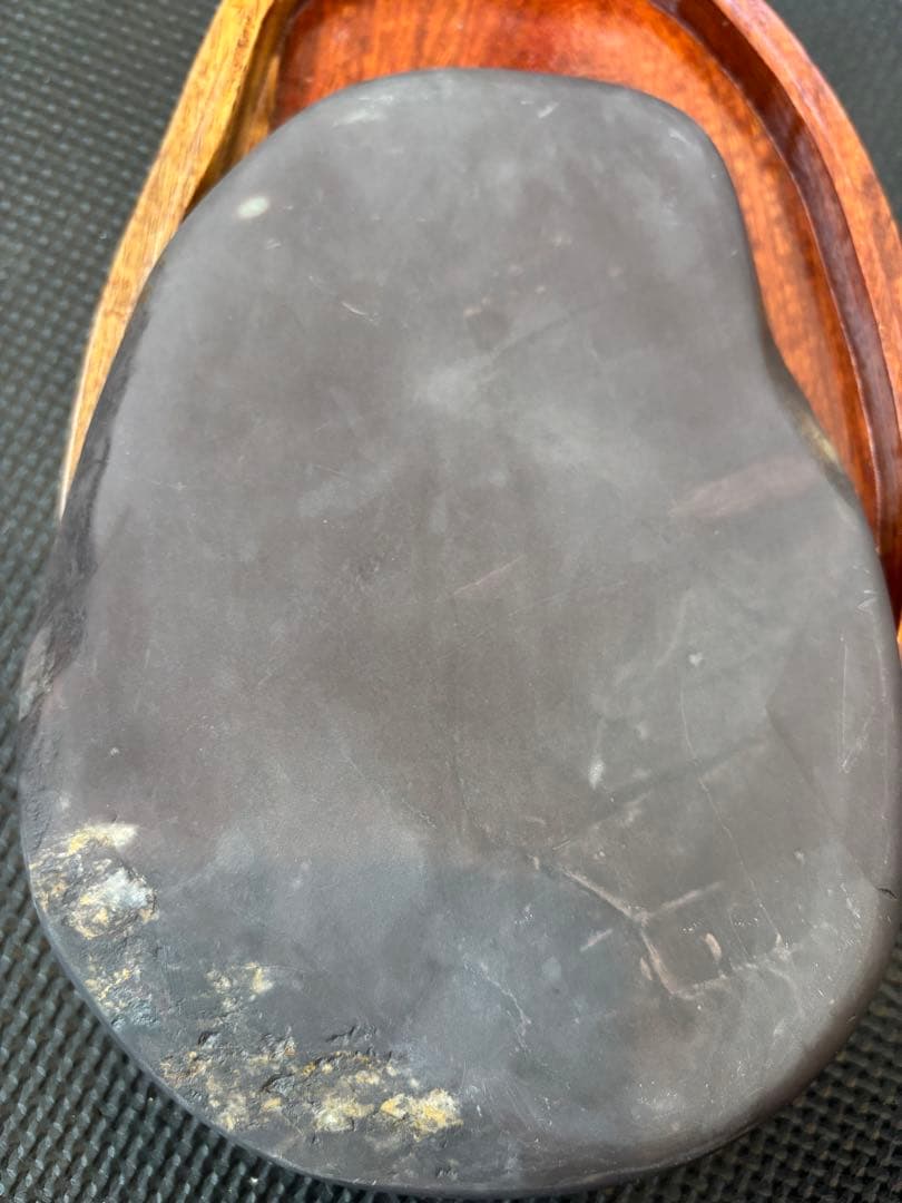 硯　鳥と魚の彫刻　木箱付き