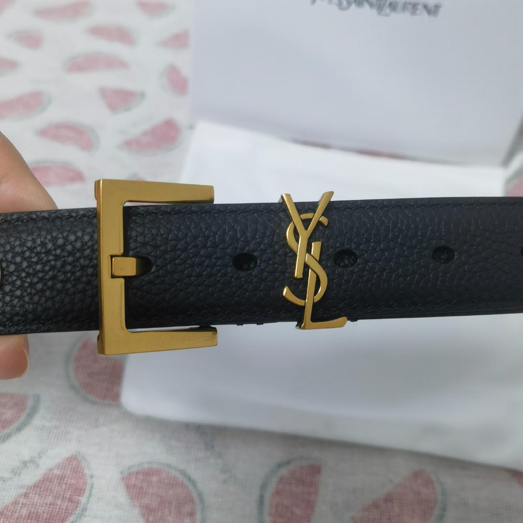 SAINT LAURENT Monogram ロゴ レザー ベルト 95cm