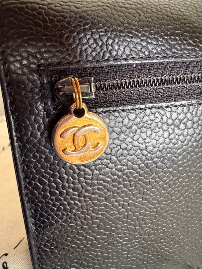 CHANEL ブラック レザー 長財布