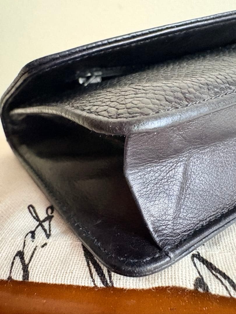 CHANEL ブラック レザー 長財布