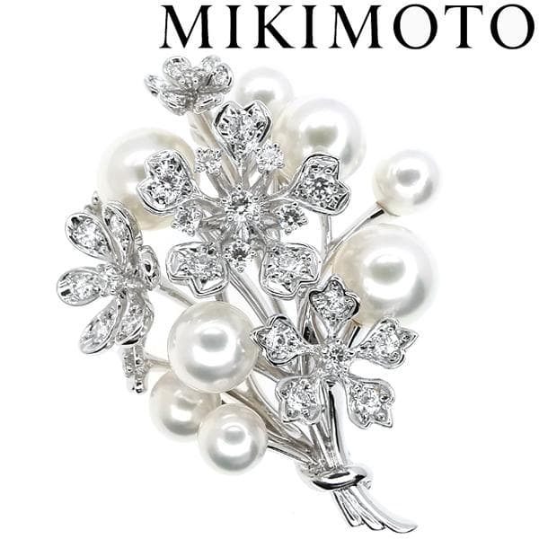 ミキモト MIKIMOTO K18 パール ダイヤ ブローチ 定価99万