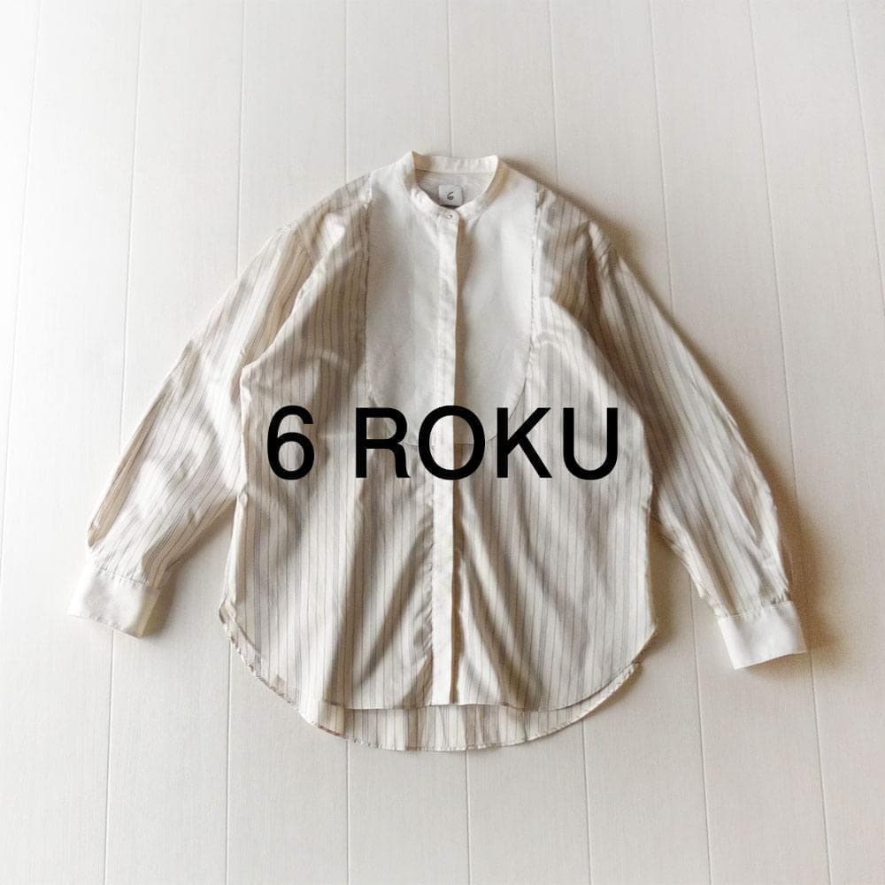 美品 ROKU ロク 2,8万 バンドカラーブラウス B&Y アローズ C551