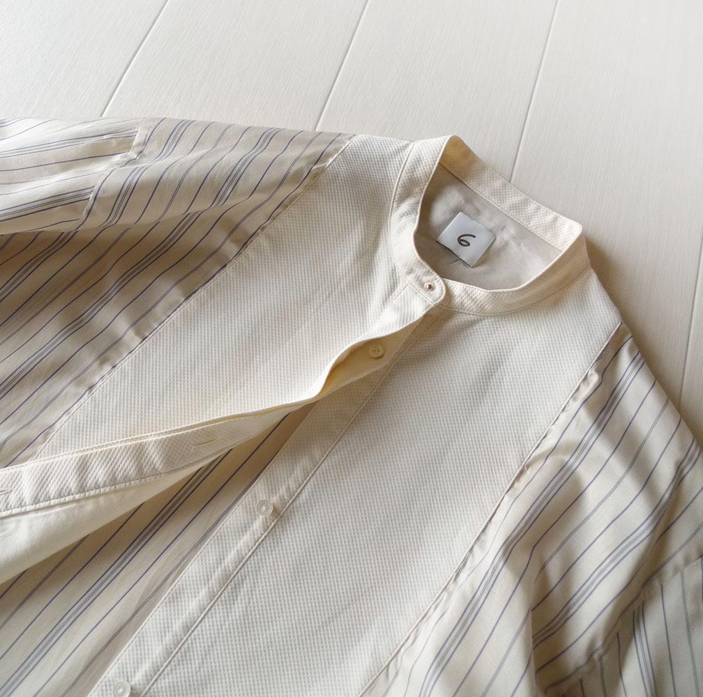 美品 ROKU ロク 2,8万 バンドカラーブラウス B&Y アローズ C551