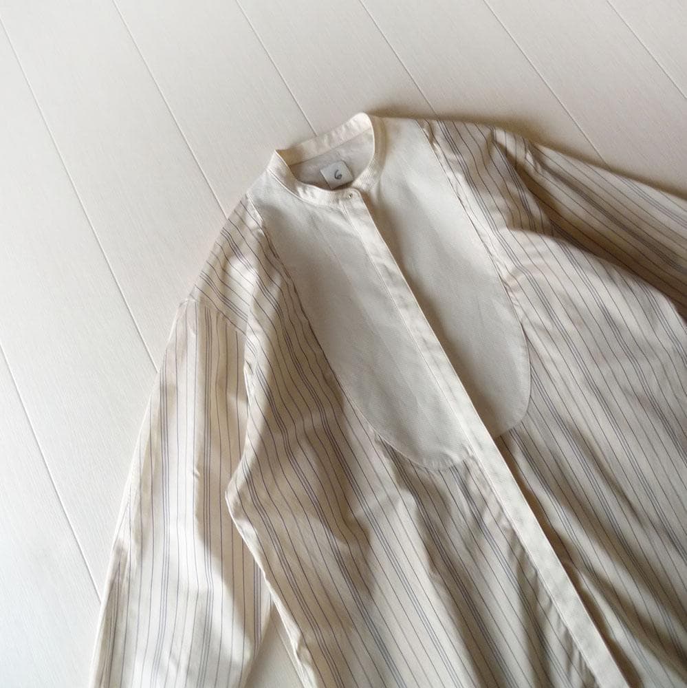 美品 ROKU ロク 2,8万 バンドカラーブラウス B&Y アローズ C551