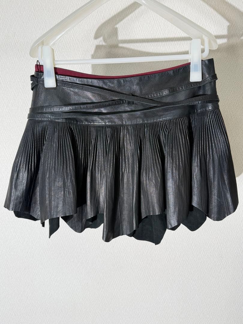 ジャンポールゴルチェ プリーツレザー巻きスカート