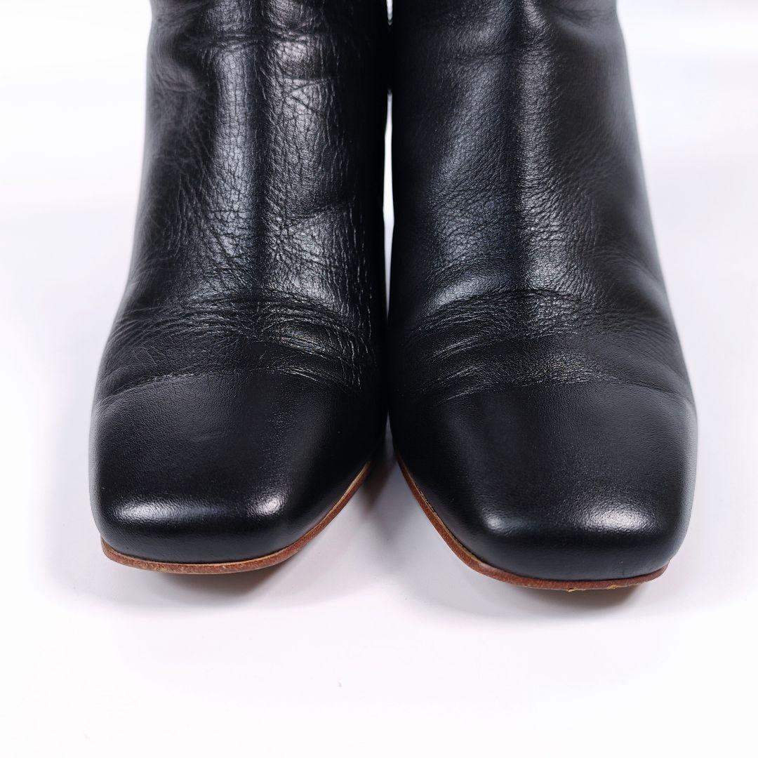 ダイアナ スクエアトゥ サイドジップブーツ 23.5 ミドル丈チャンキーヒール