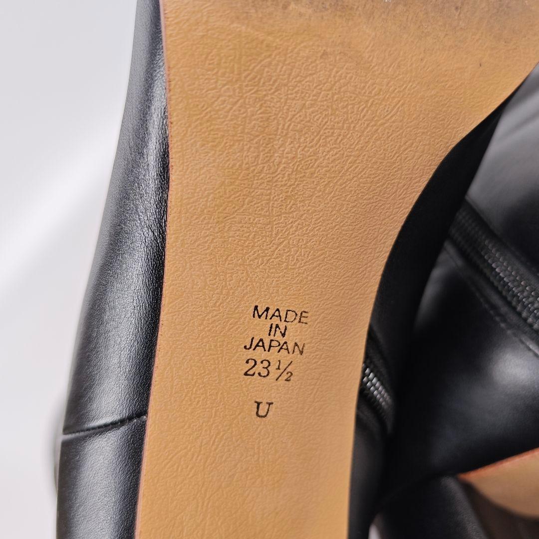 ダイアナ スクエアトゥ サイドジップブーツ 23.5 ミドル丈チャンキーヒール