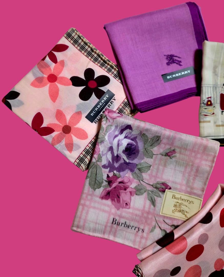 新品 未使用　BURBERRY, ハンカチセット シルク、コットン入り