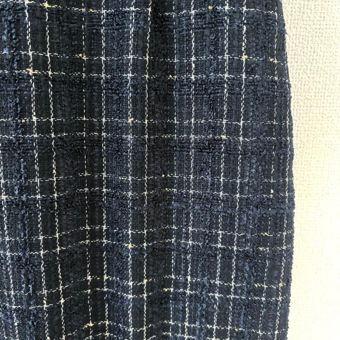 の*の様 新品✨LEJA スリット入りツイード柄ハイウエスト　パーティードレス