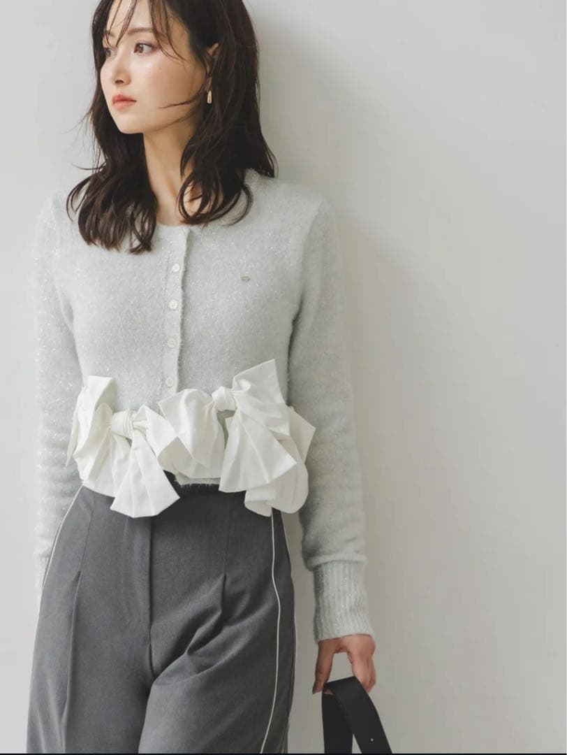 SNIDEL スナイデル リボンモチーフカーディガン