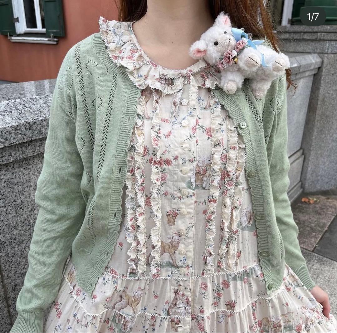 pinkhouse ピンクハウス ひつじプリント ロングワンピース クリーム色