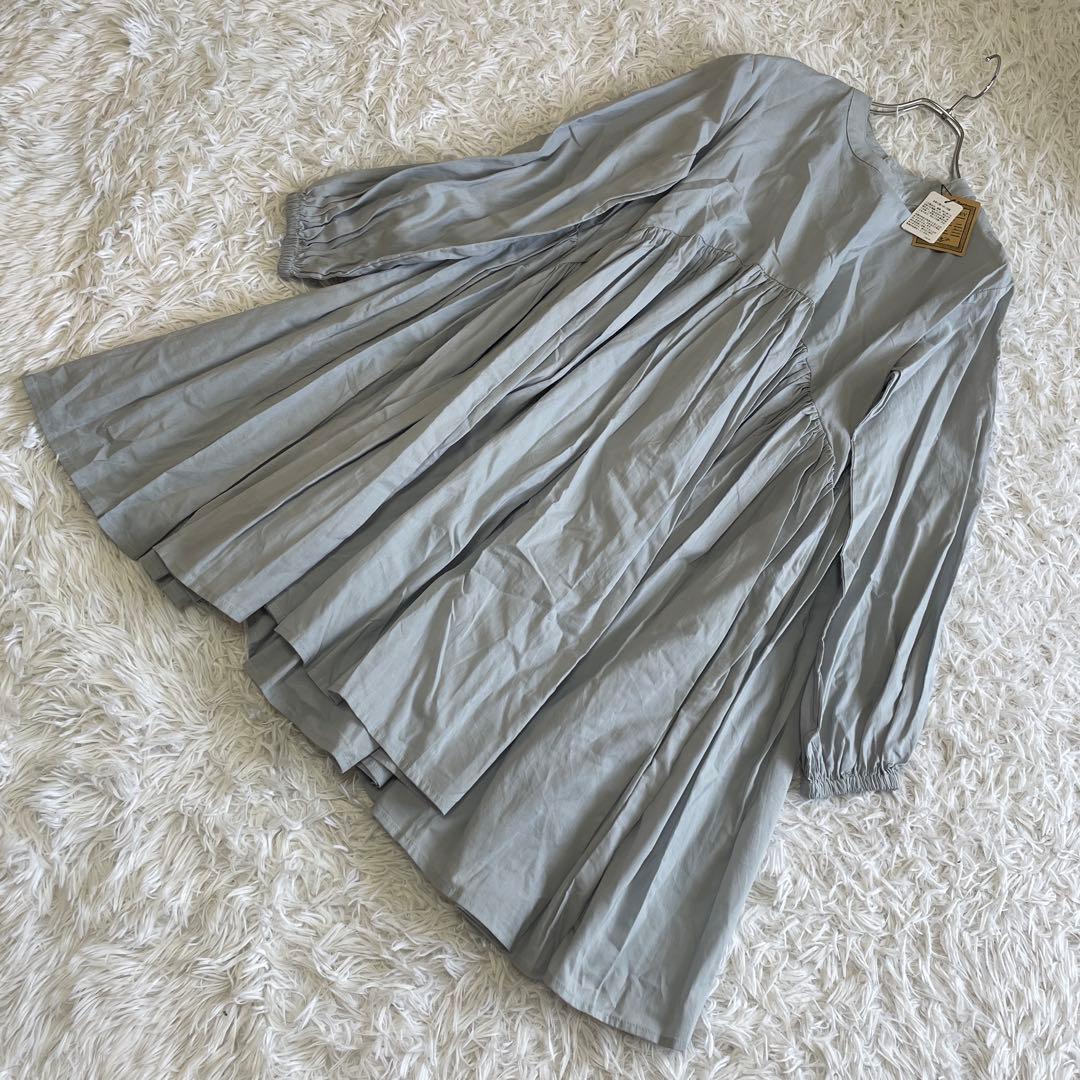新品タグ付き　BEARDSLEY ギャザーチュニックワンピース　グレー
