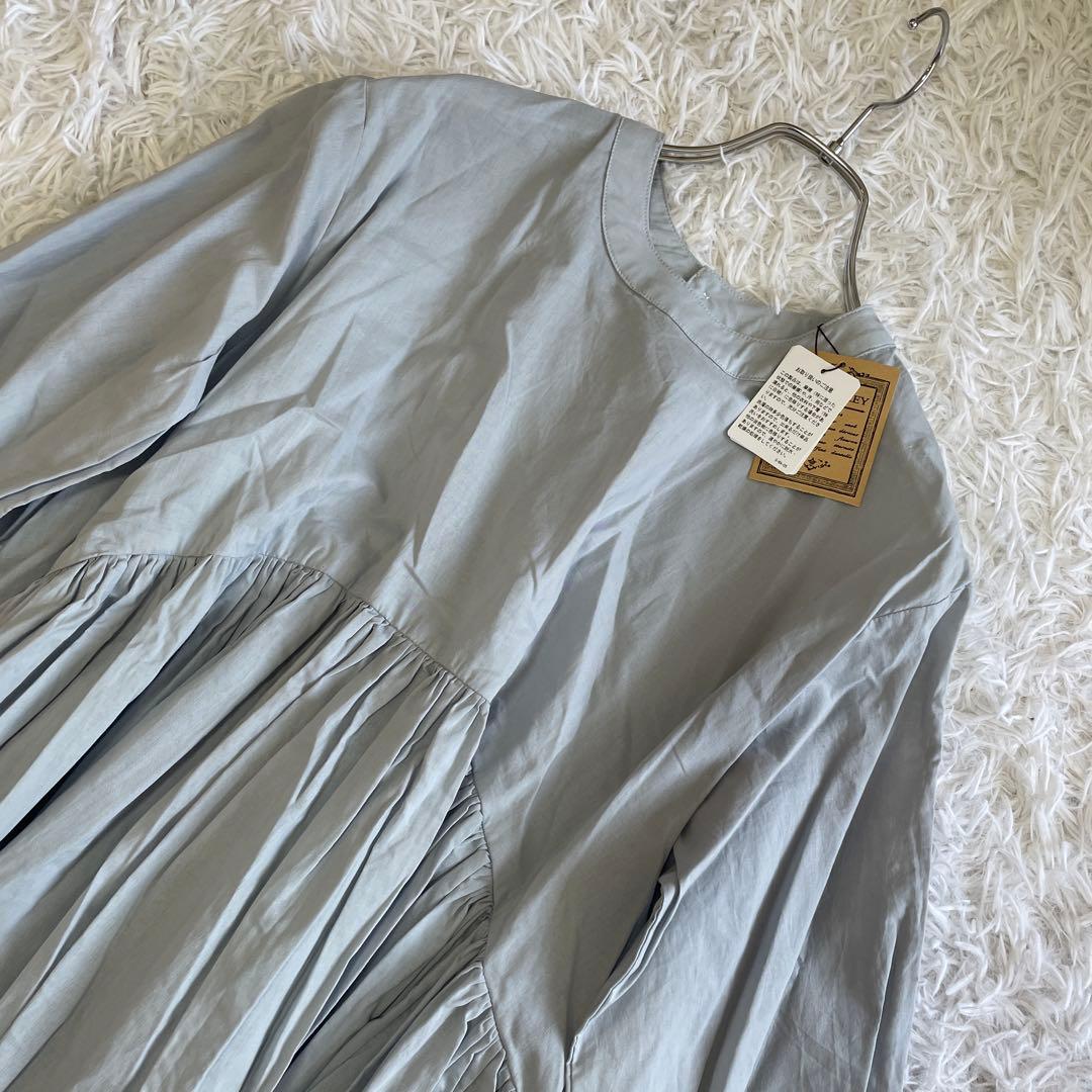 新品タグ付き　BEARDSLEY ギャザーチュニックワンピース　グレー