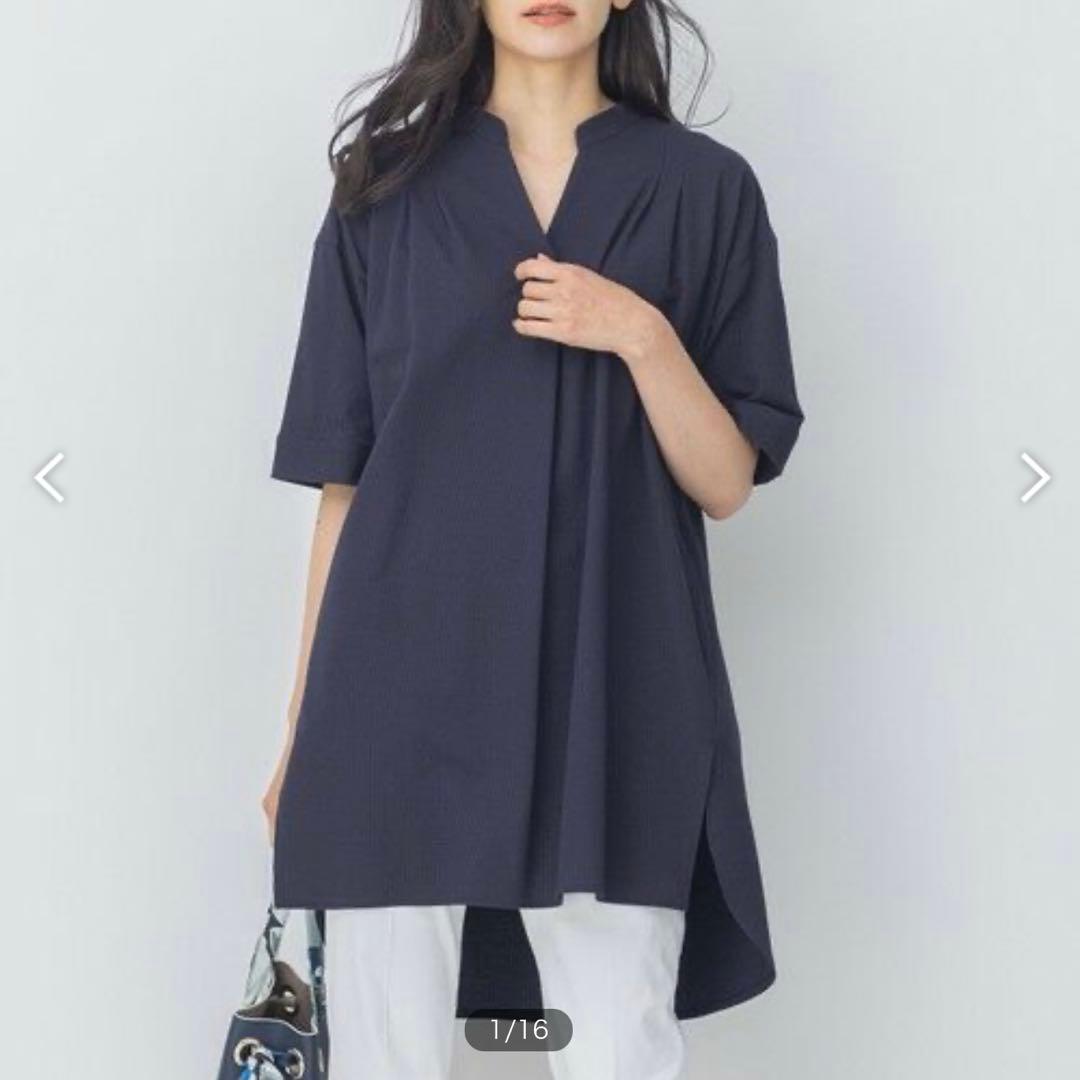 タグ付き 現行 自由区 サッカーストライプ チュニック プルオーバー カットソー