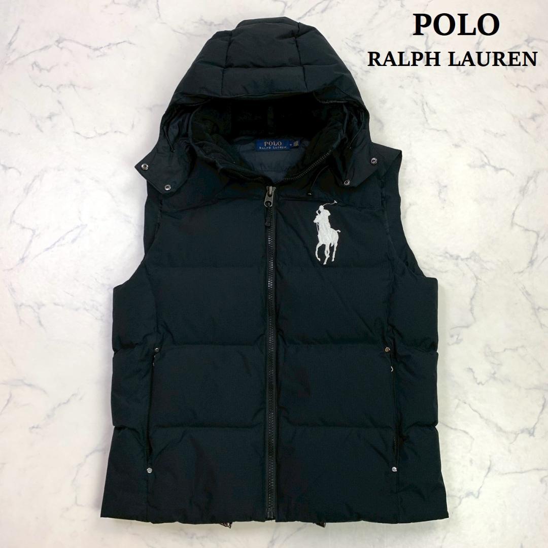 美品★ポロラルフローレン ダウンベスト ビッグポニー刺繍 ブラック M　D992