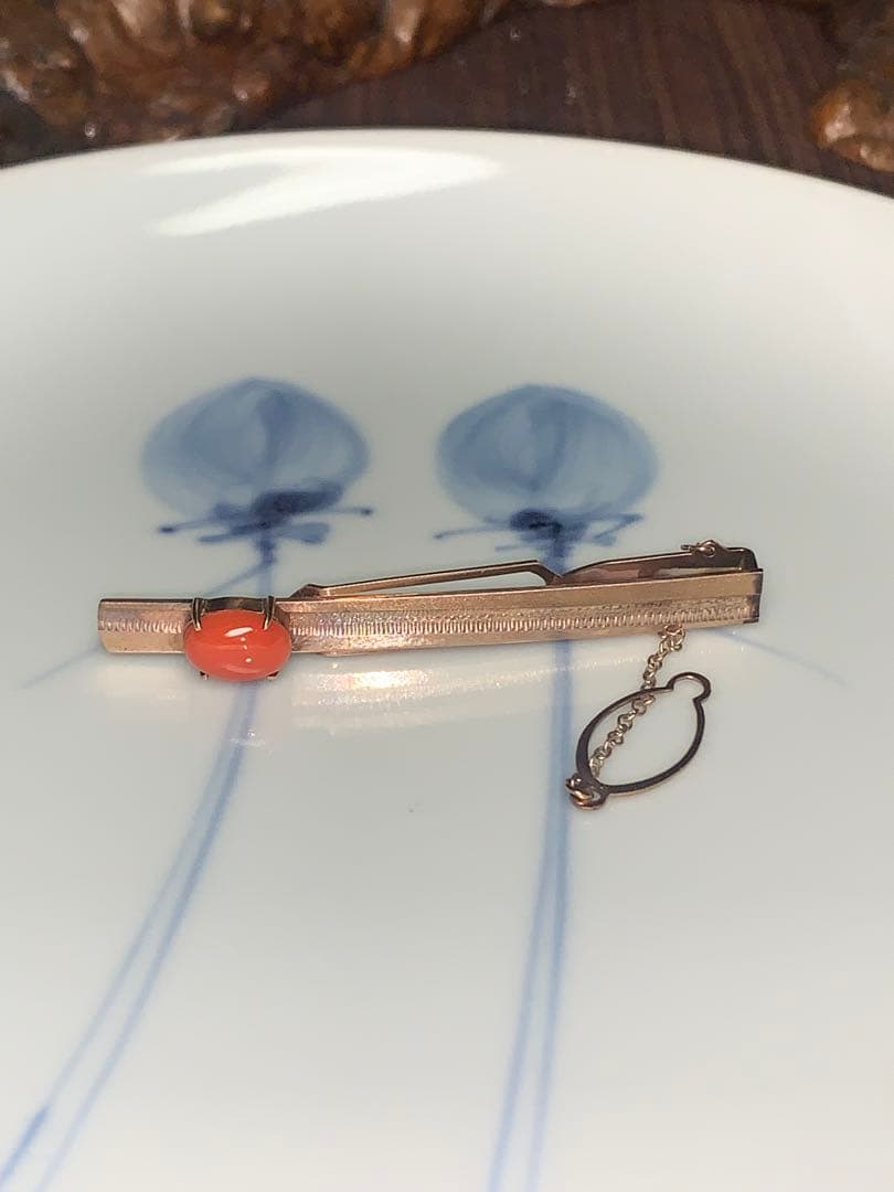 h*n様 K10刻印 金 ゴールド 石付きネクタイピン ピンク