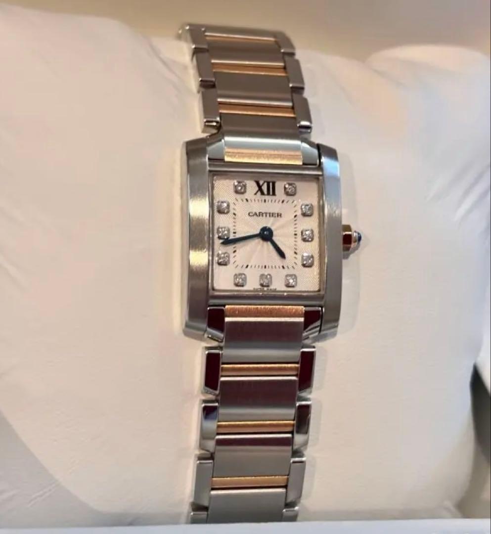 カルティエ 腕時計 タンクフランセーズシルバー 金K18PG コンビ11Pダイヤ