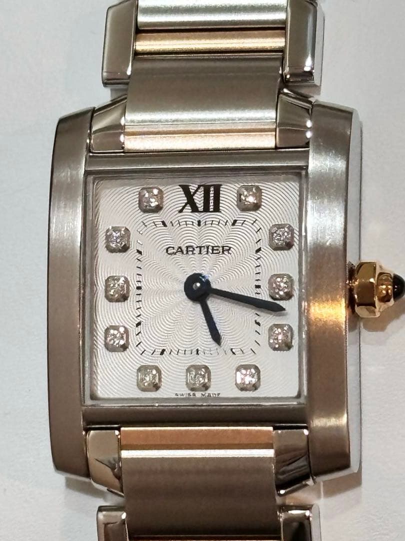 カルティエ 腕時計 タンクフランセーズシルバー 金K18PG コンビ11Pダイヤ