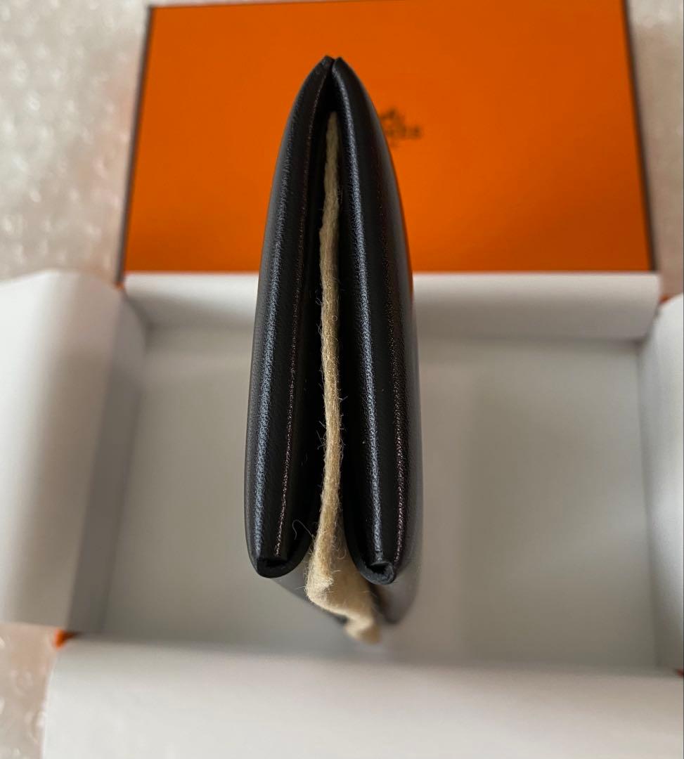 エルメス　カードケース　カルヴィ　名刺入れ　黒　ボックスカーフ　W刻印 新品本物