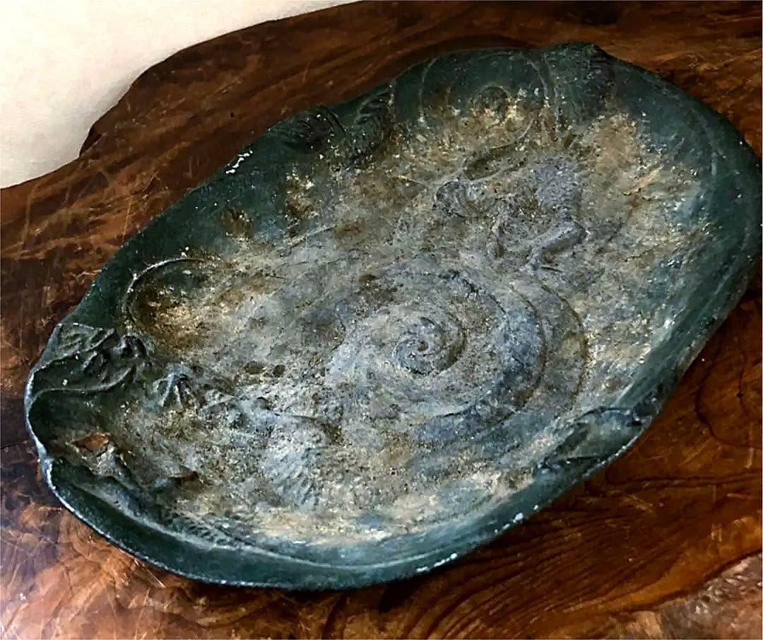 時代 平香炉 線香台 龍紋