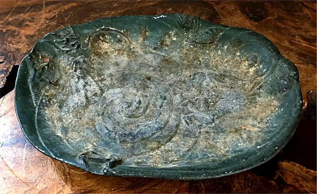 時代 平香炉 線香台 龍紋