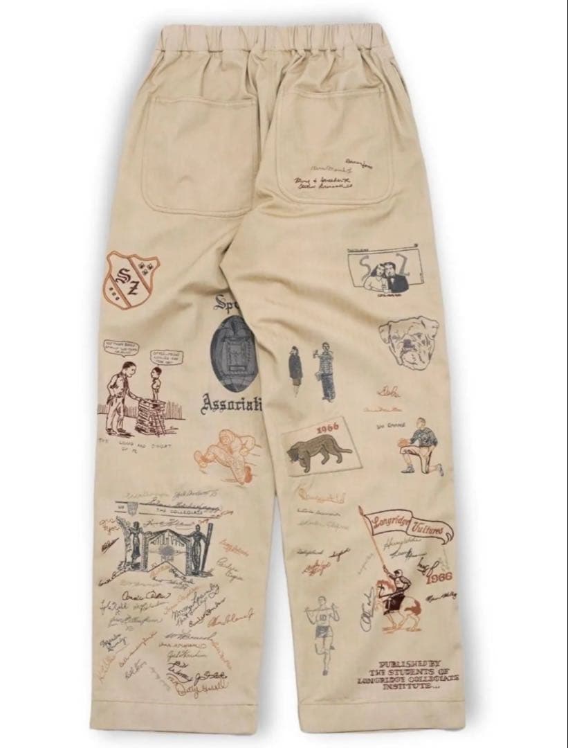 【samuel zelig】 スポーツモチーフ ベージュワイドパンツ