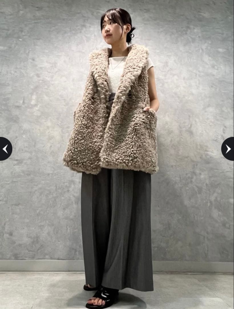 【2024AW・美品】　CADUNE カデュネ　ボアジレ　ベージュ 38サイズ