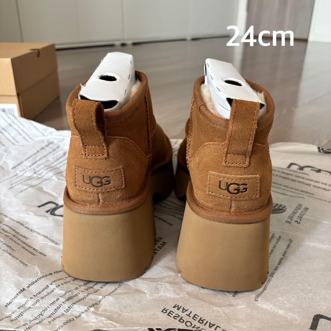 【美品】UGG ブラウン 厚底ムートンブーツ