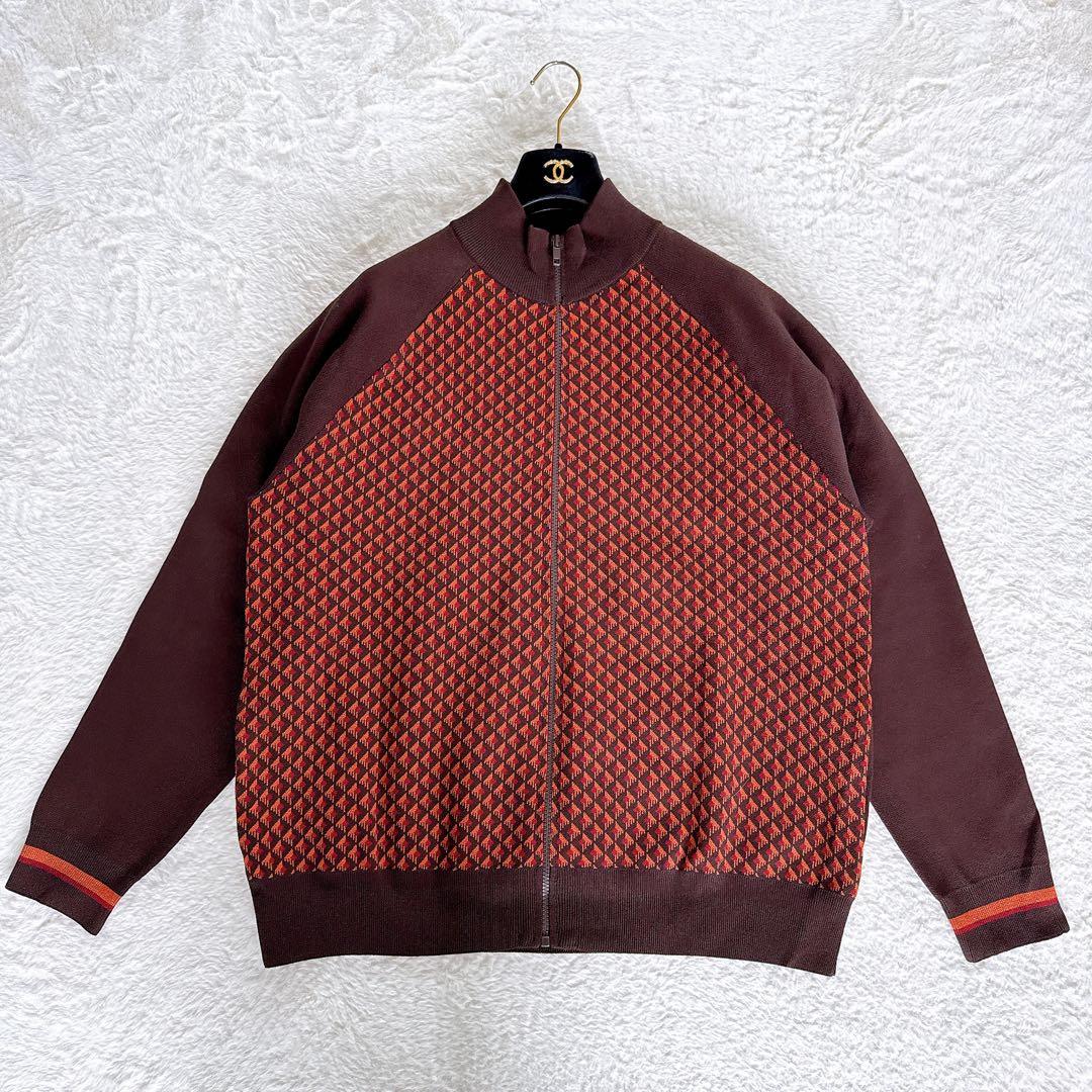 【ZARA】ジャージ風セットアップ ジャガード ブラウンオレンジ系 XLサイズ