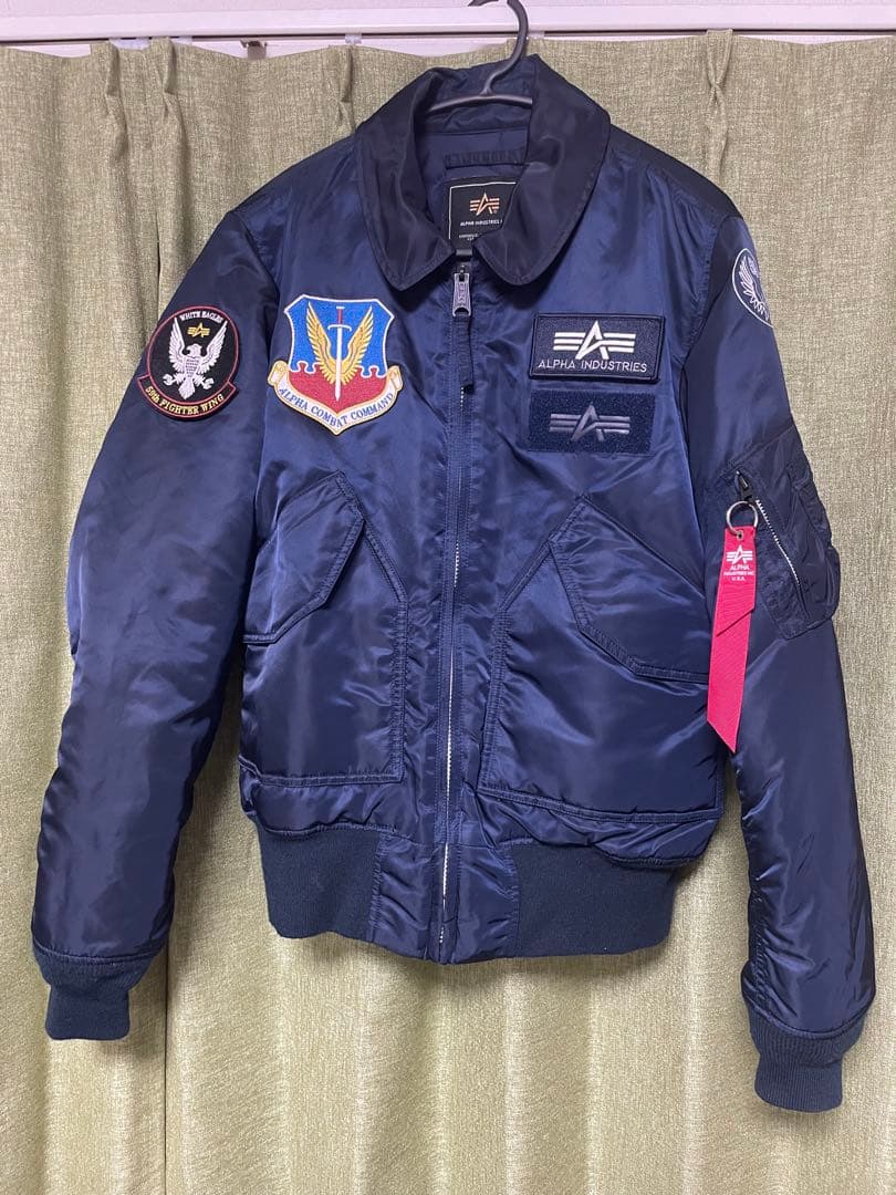 ALPHA ミリタリージャケット ネイビー　CWU-45 アルファ　ワッペン