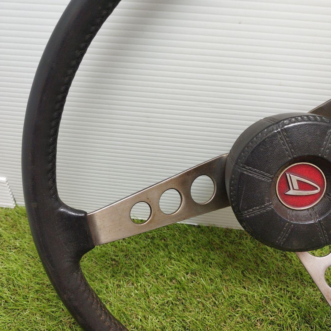 レザーステアリング　ステアリングホイール　アンティーク飾り　ステアリング