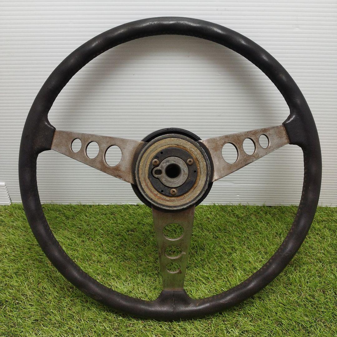 レザーステアリング　ステアリングホイール　アンティーク飾り　ステアリング