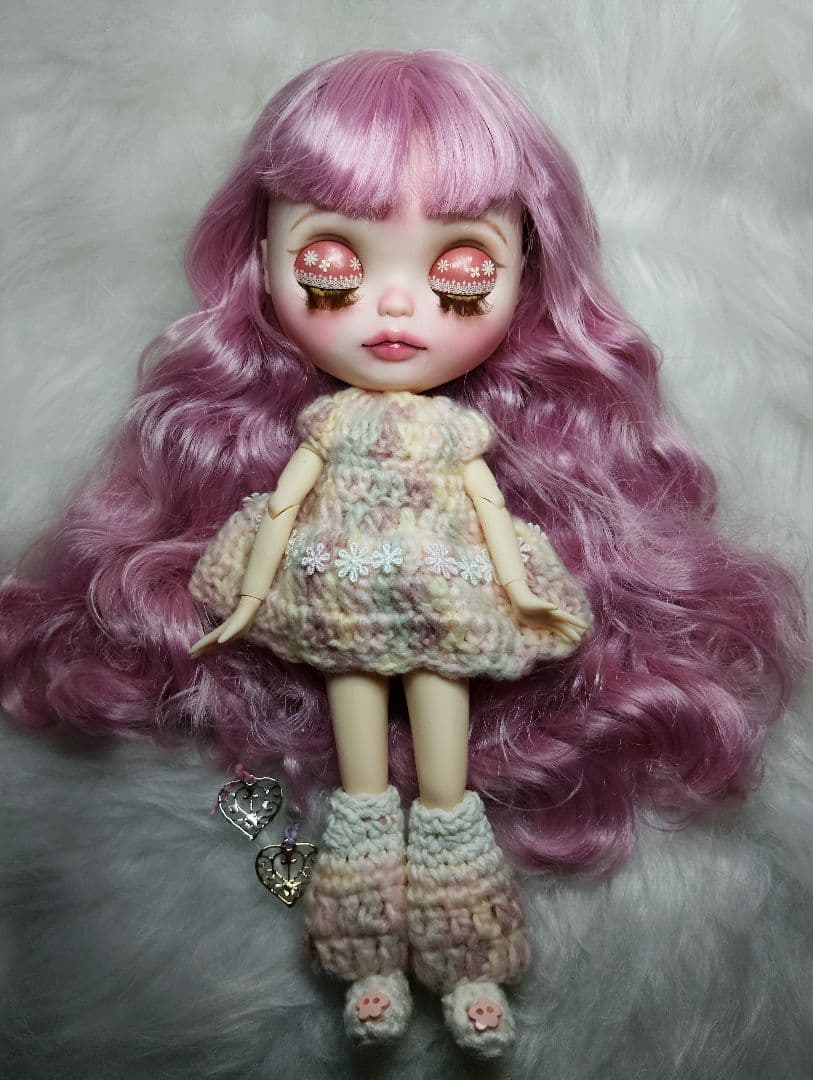 メル15145】カスタムアイシードール ピンクMIXヘア アウトフィット付