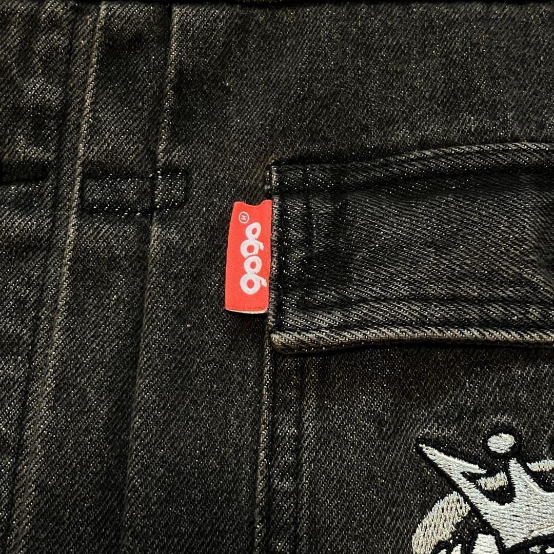 9090 ナインティナインティ キングロゴ刺繍 デニムジャケット グレーXL相当