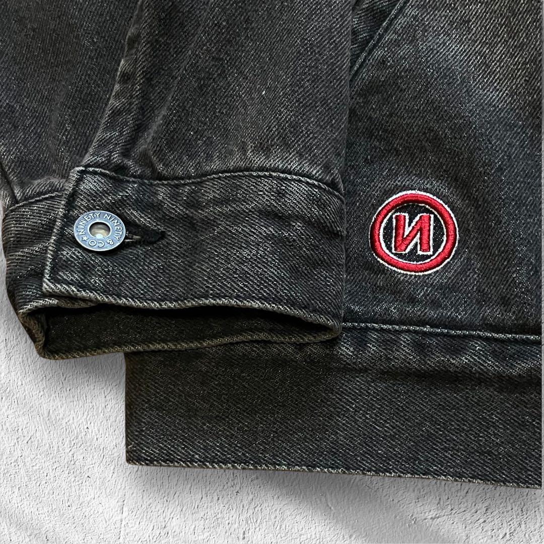 9090 ナインティナインティ キングロゴ刺繍 デニムジャケット グレーXL相当