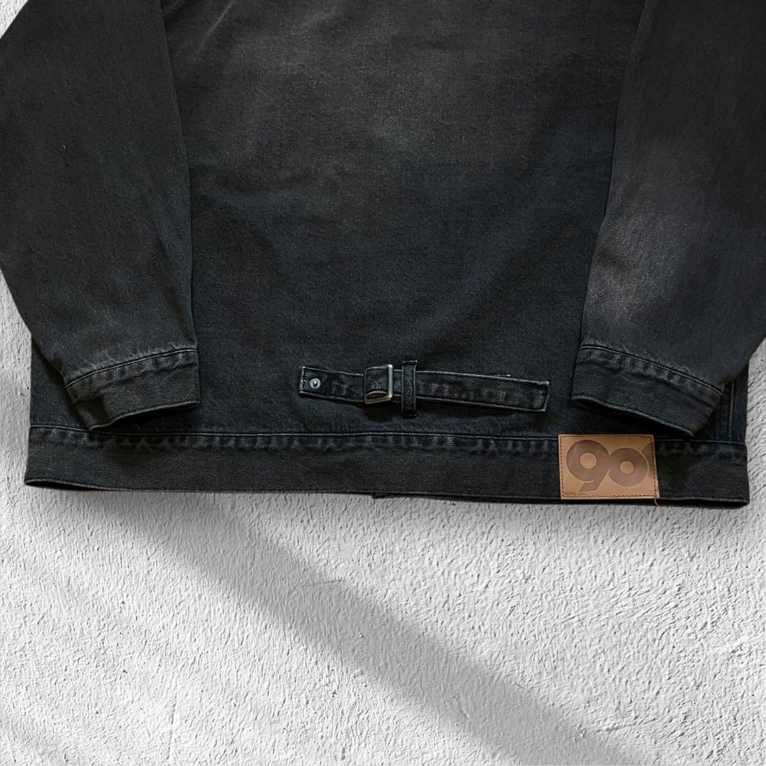 9090 ナインティナインティ キングロゴ刺繍 デニムジャケット グレーXL相当