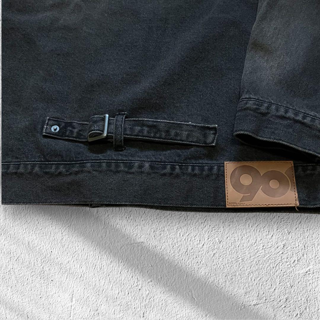 9090 ナインティナインティ キングロゴ刺繍 デニムジャケット グレーXL相当