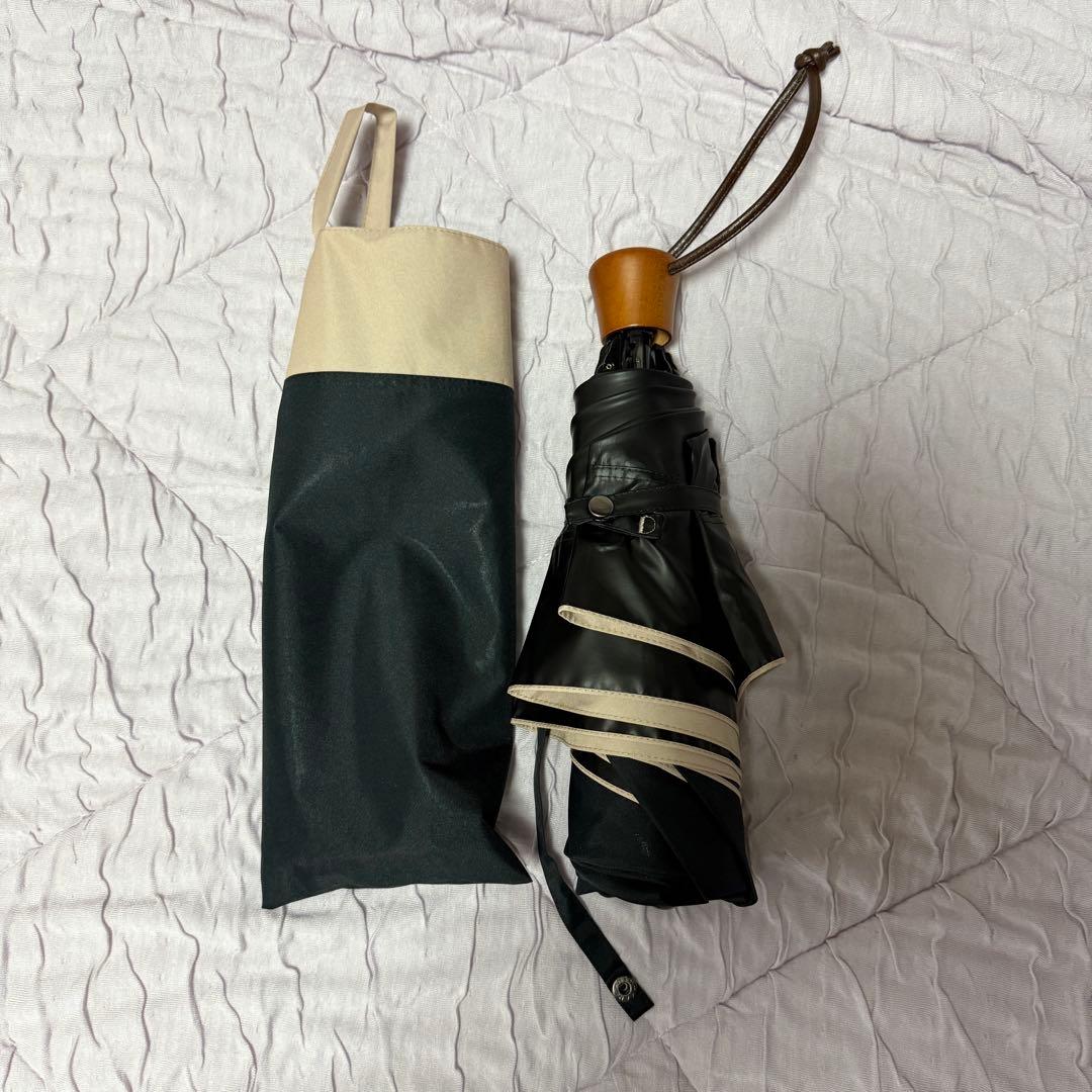 サンバリア100 3段折り日傘（ブラック） 傘袋付き